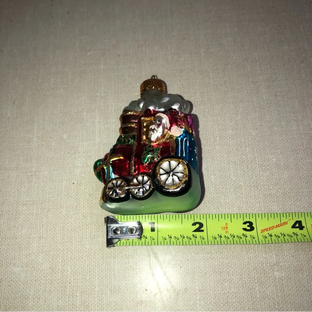 Vintage‎ Glass Santa Engine Train Christmas Ornament
